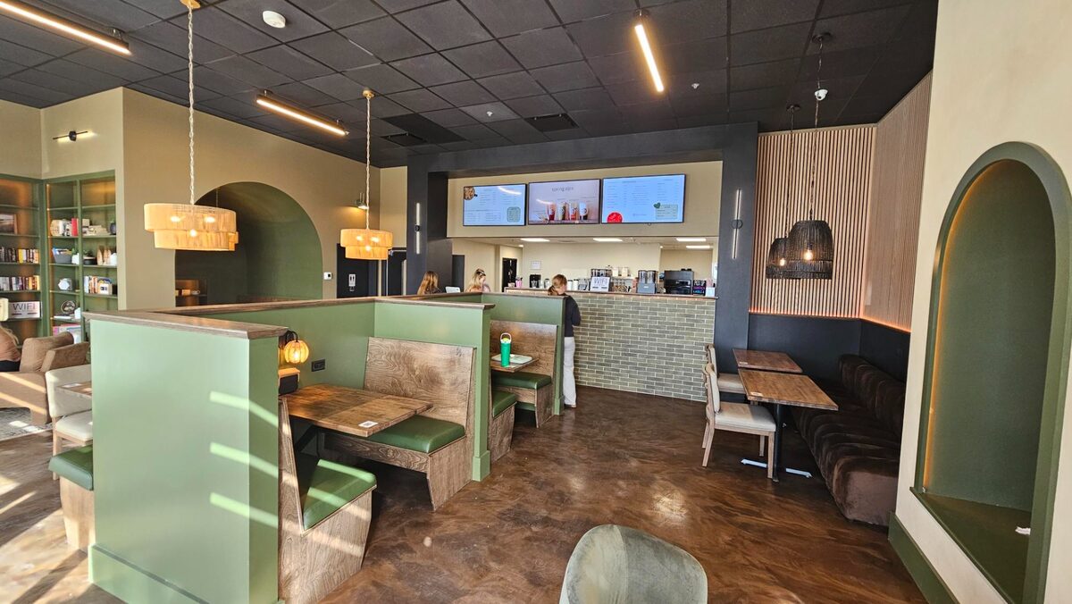 Drip Coffee Watertown interior with warm pendant lighting